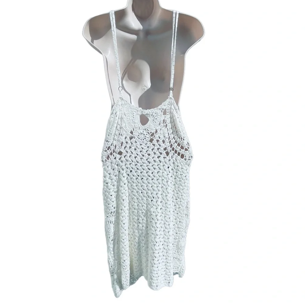 ✌🏻sold✌🏻FLOOK. Crochet Boho Cover Up Dress Size Medium Short Mini - Picture 10 of 15